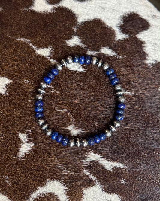 Lapis W/ Saucer Stretch Bracelet *Non Native
