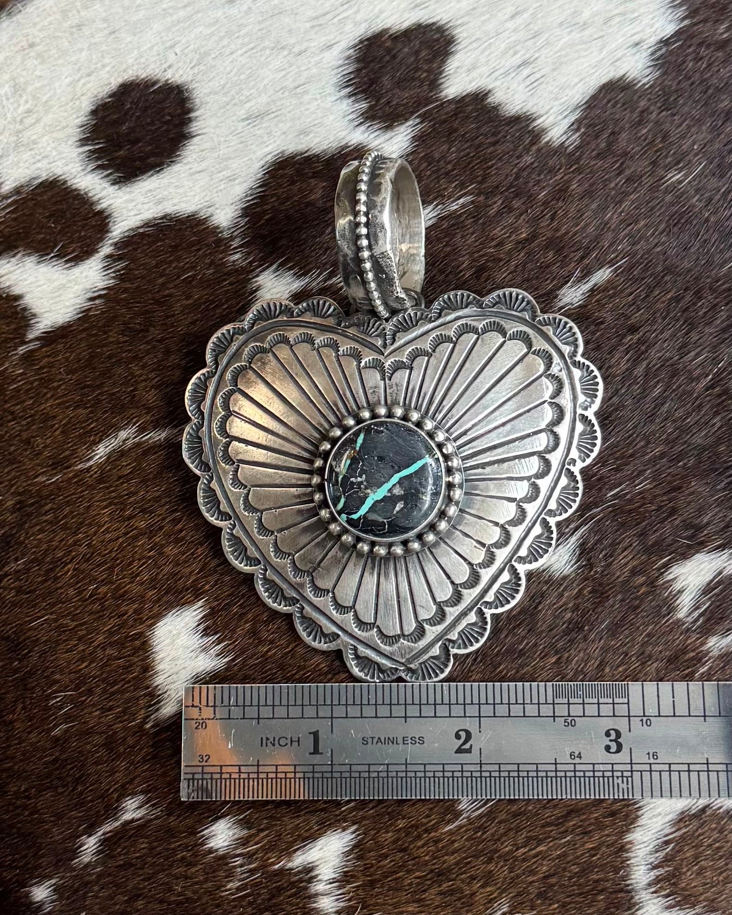 Sterling Heart Black Jack Pendant *Native