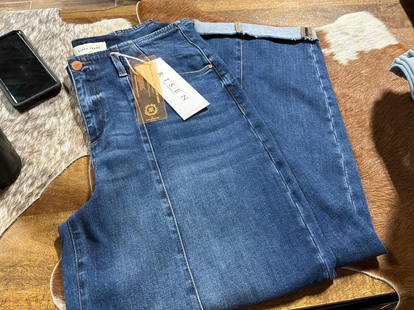 High Rise Fit Barrel Cuffed Jeans