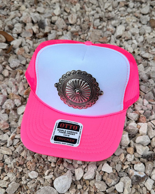 Hot Pink Concho Trucker Cap