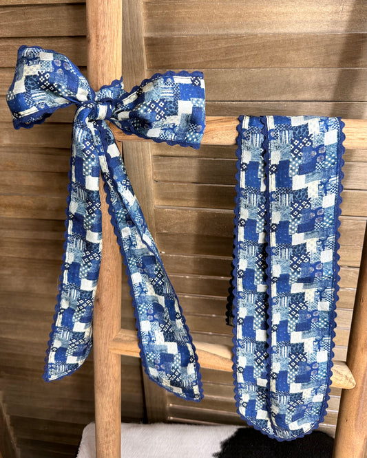 Blue Patchwork Twilly