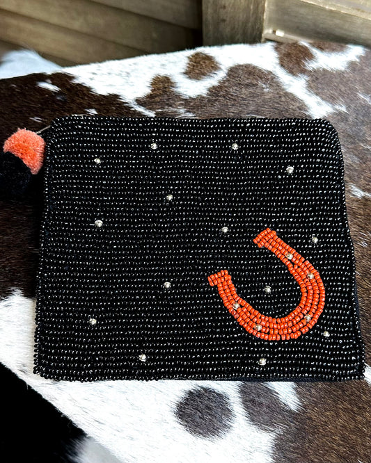 Horse Shoe Beaded Pouch