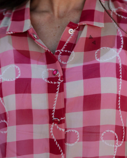 Blush Checkered Rodeo Blouse