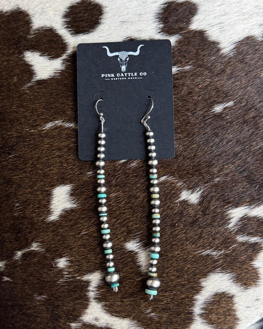 Turquoise Pearl Drop Earrings *Native