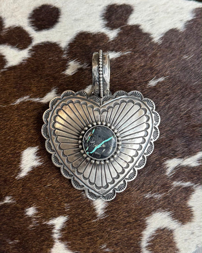 Sterling Heart Black Jack Pendant *Native