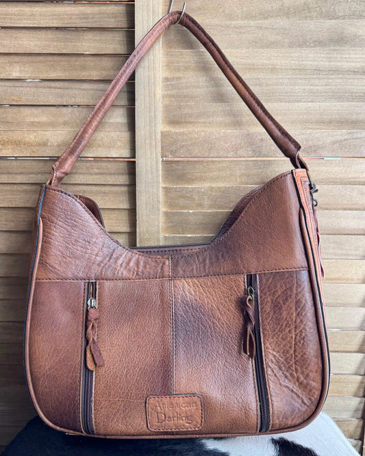 Cowhide Tooled Shoulder Bag