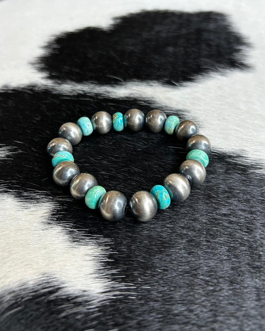 Pearl and Turquoise Stretch Bracelet