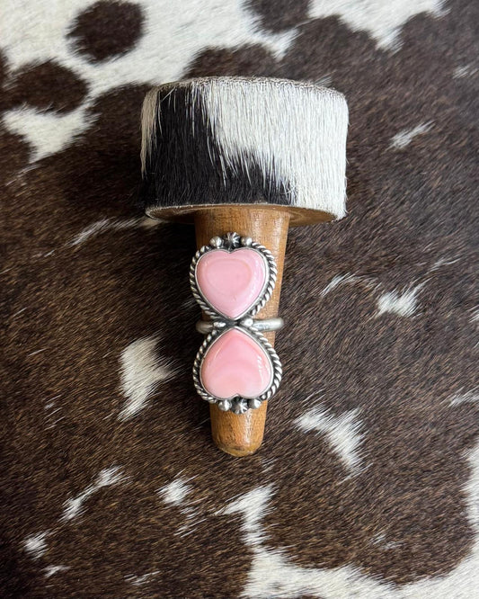 Pink Conch Double Heart Ring *Native