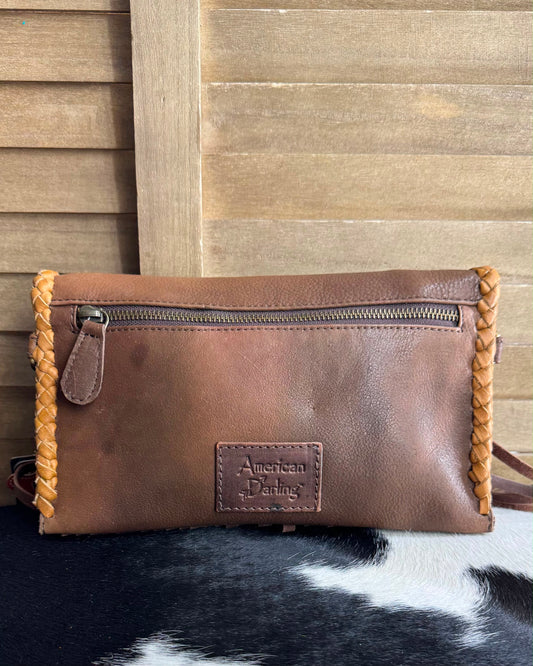 AD Stone Fringe Leather Crossbody