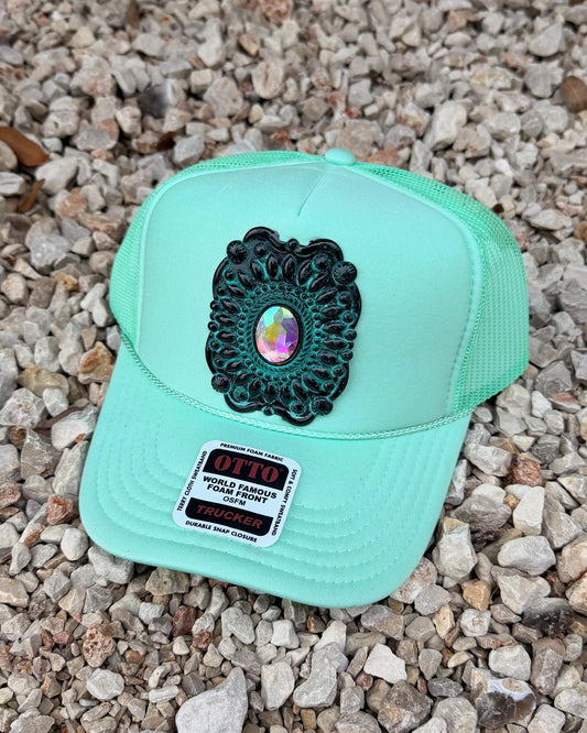 Turquoise Concho Trucket Cap