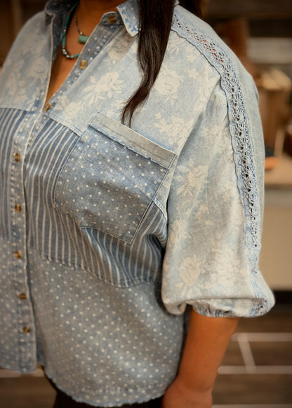 Denim Darliń Top