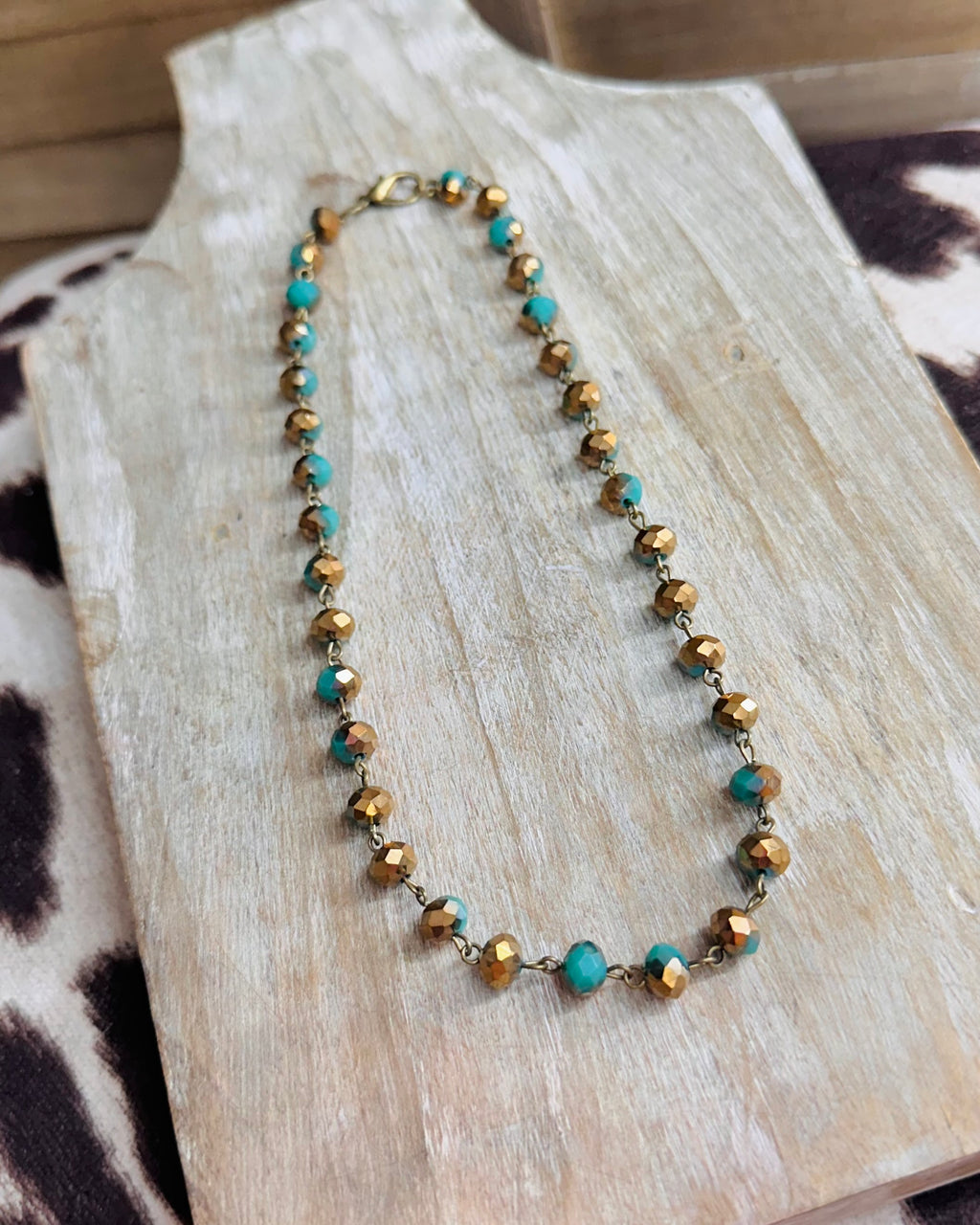 Beaded Choker Necklace *Copper/Turquoise