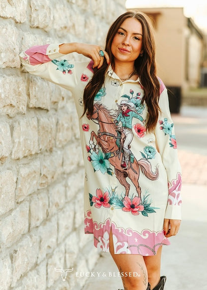 Wild Rose Rodeo Button up Dress