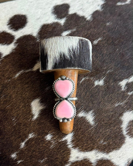 Pink Conch Double Heart Ring *Native