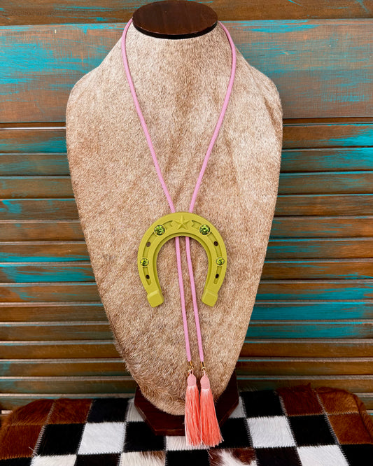 Horseshoe Acrylic Western Bolo