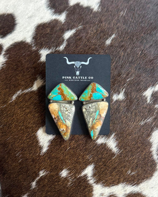 Vintage Double Stone Earrings *Native