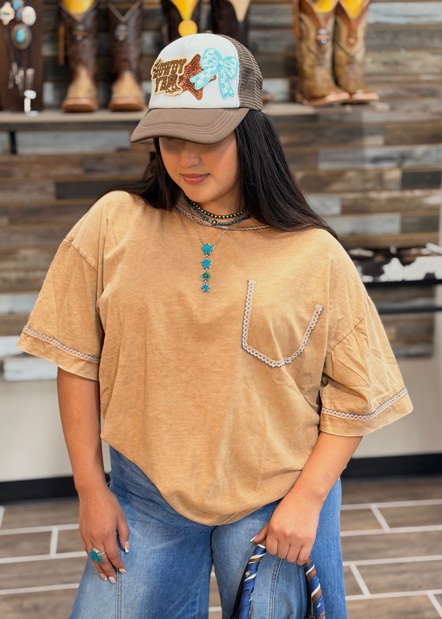 Oversized Mineral Wash Top *Blue