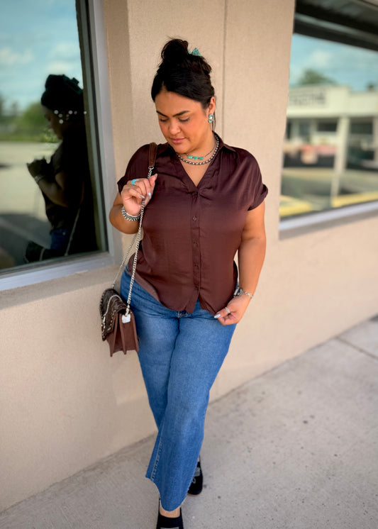Basic Luxe Button Up *Chocolate