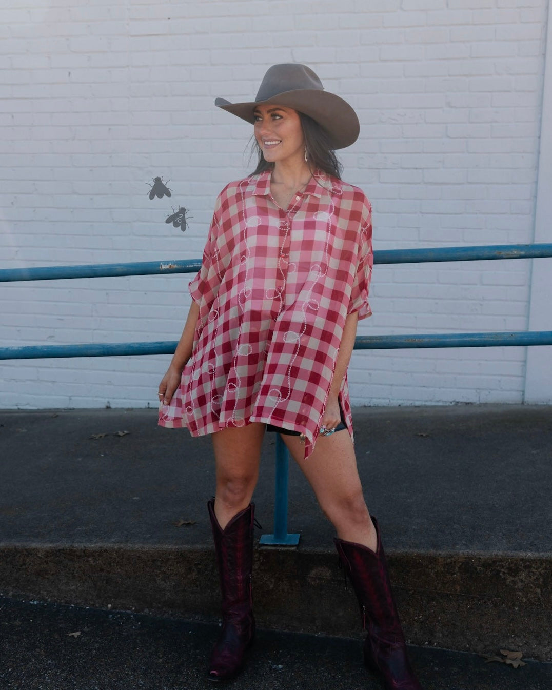 Blush Checkered Rodeo Blouse
