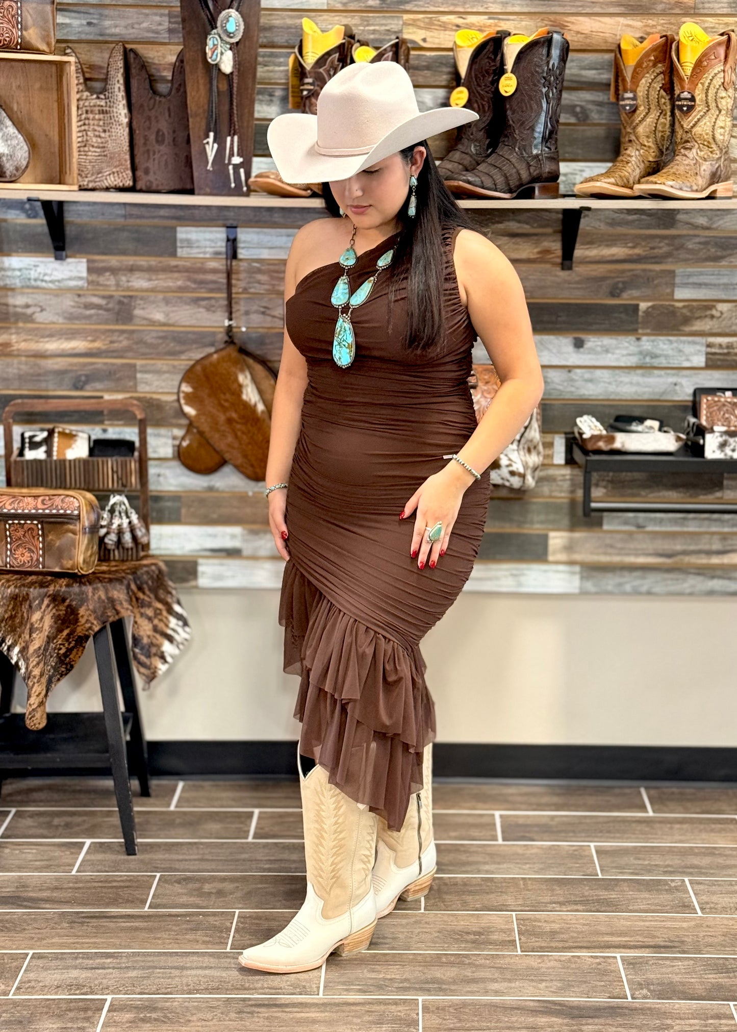 Cowgirl After Dark Dress (Brown)