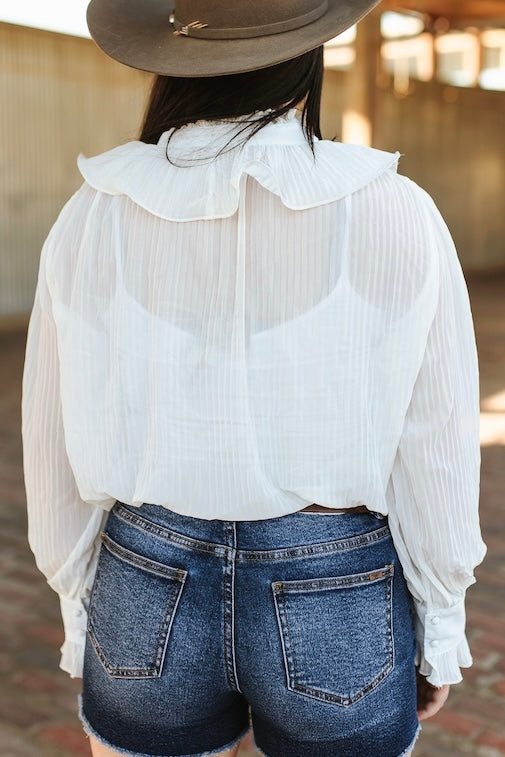 White Ruffle Top