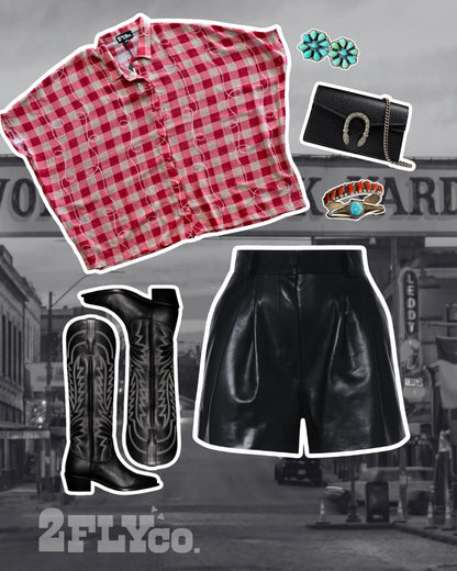 Blush Checkered Rodeo Blouse