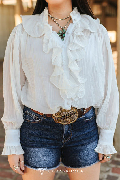 White Ruffle Top
