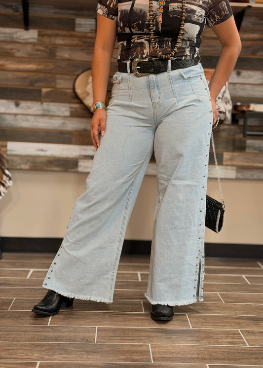 Studded Wide Leg Jeans