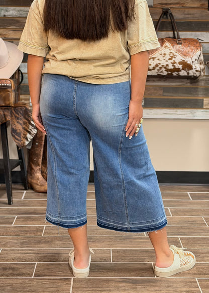 Crop Denim Stretch Pants