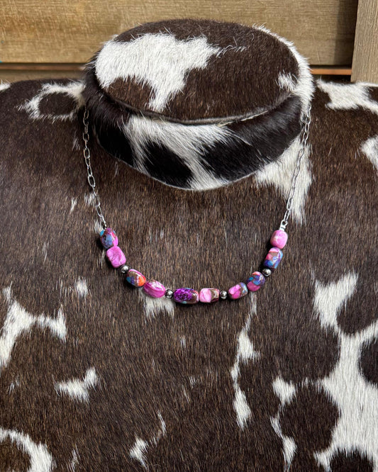 Pink Dahlia Simple Stacker Necklace *Non Native