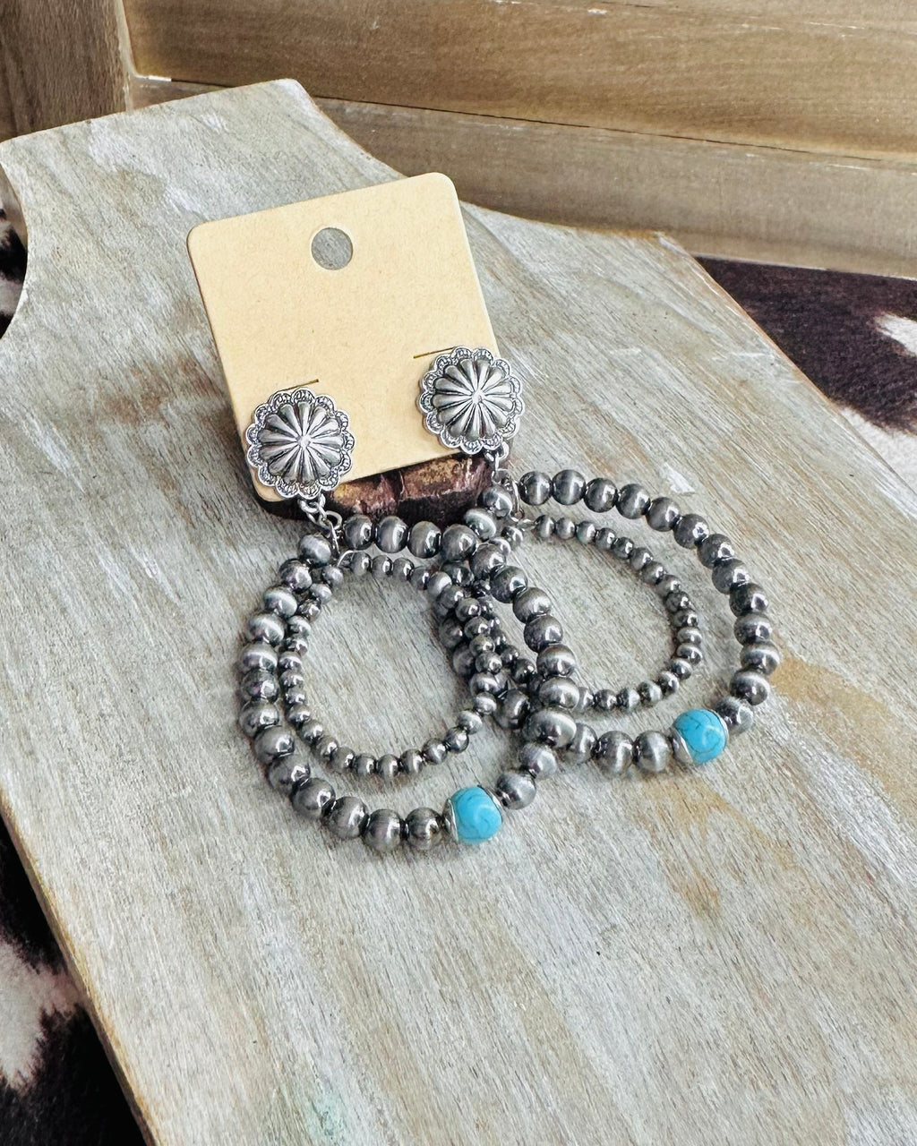 Navajo Stud Double Hoops