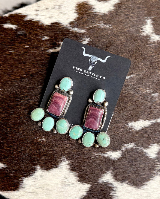 Wilson Dawes Turquoise/ Spiny Earrings *Native