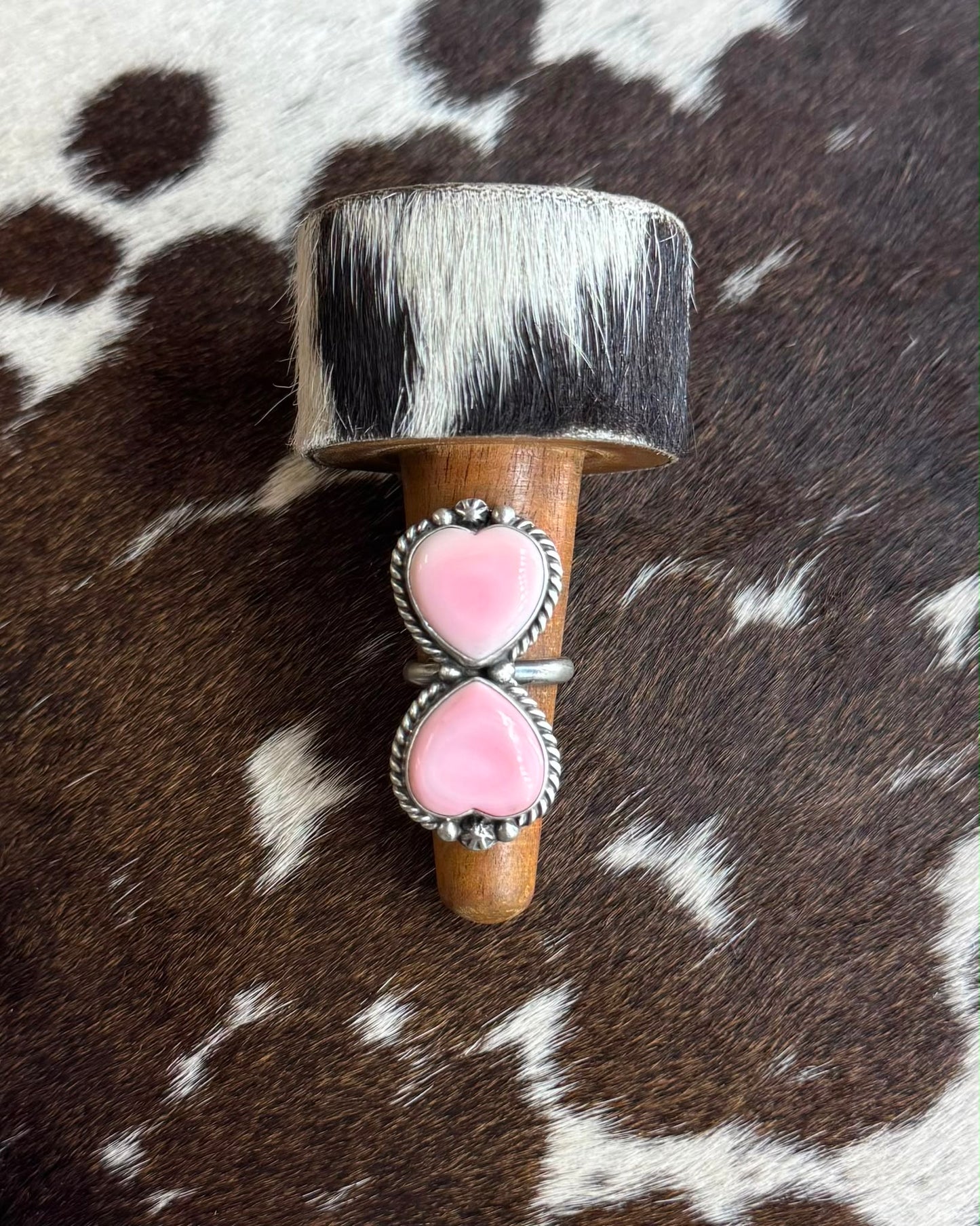Pink Conch Double Heart Ring *Native