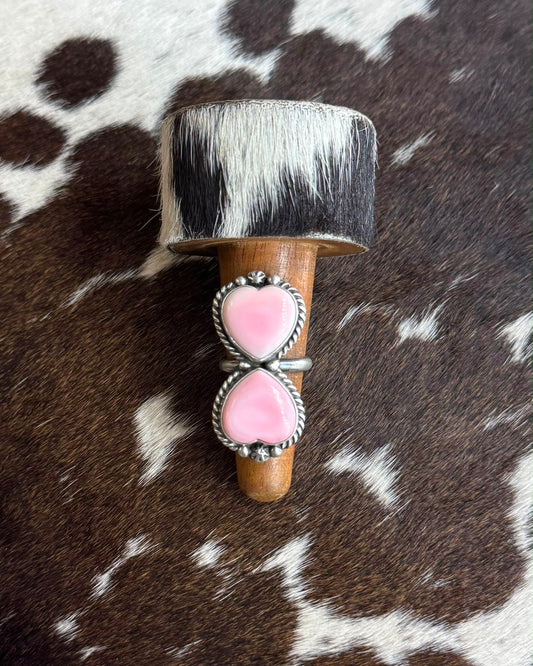 Pink Conch Double Heart Ring *Native