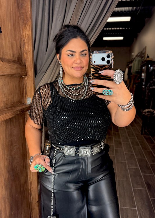 Black Rhinestone Top