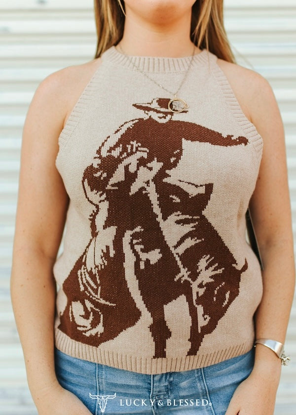 Western Cowboy Halter Knit Top