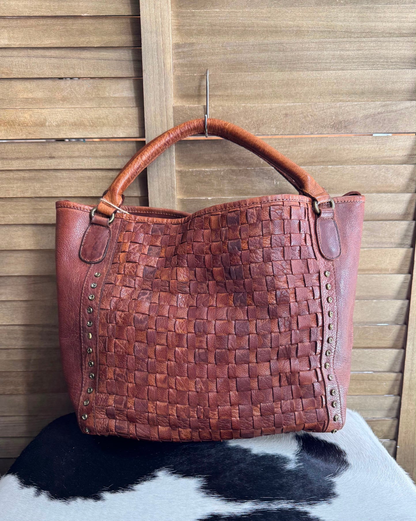 Woven Leather Tote Bag