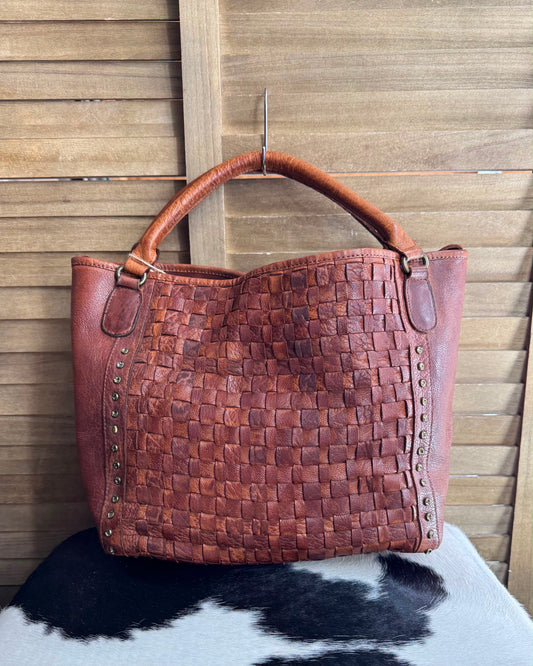 Woven Leather Tote Bag