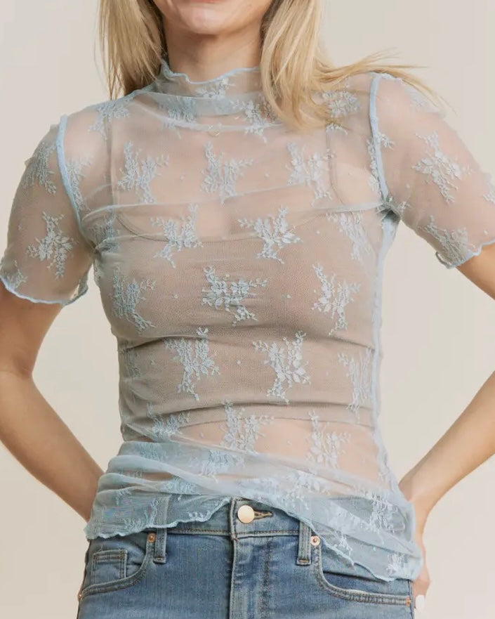 Lace Short Sleeve *Blue