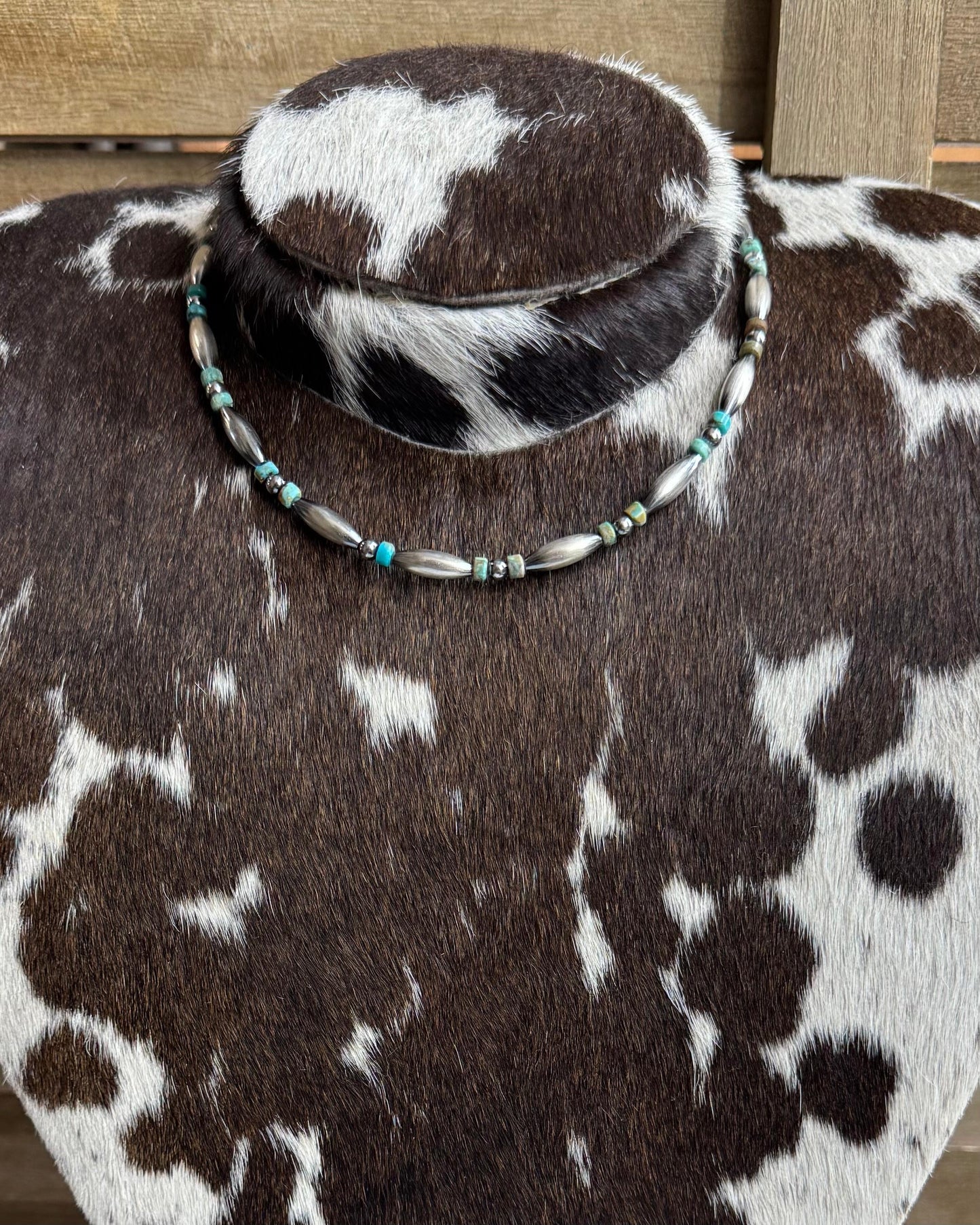Torpedo & Turquoise Pearl Necklace *Non Native