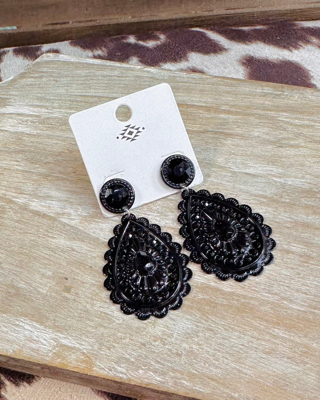 Jet Black Rhinestone Earrings