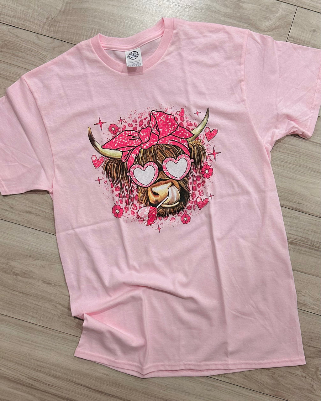 Pink Highland Cow Graphic Tee