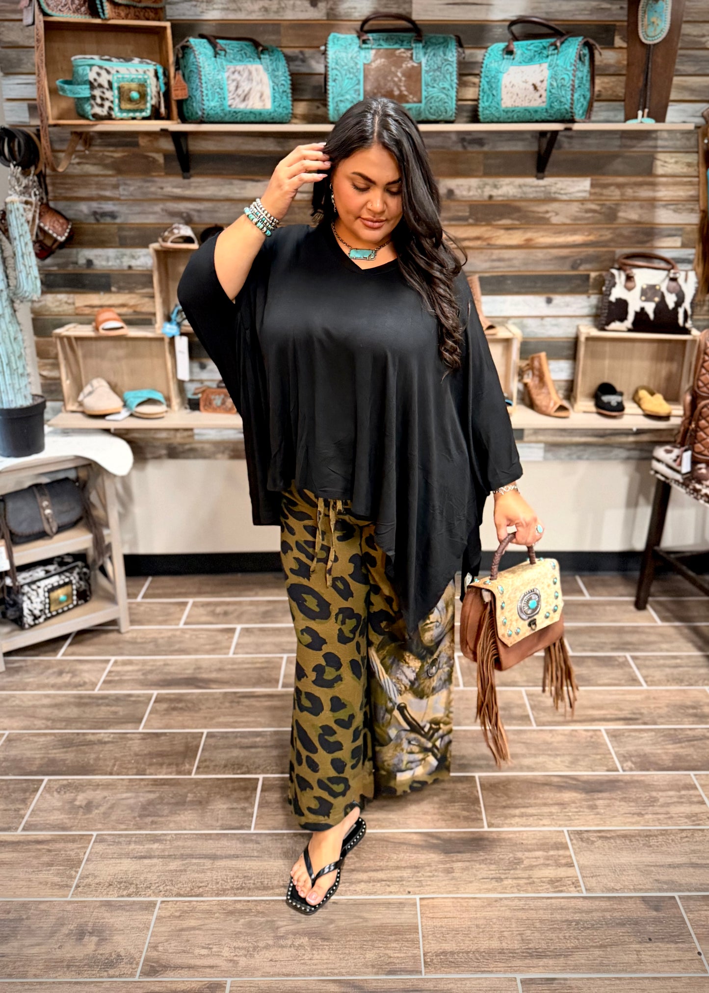 One Size Black Tunic Top