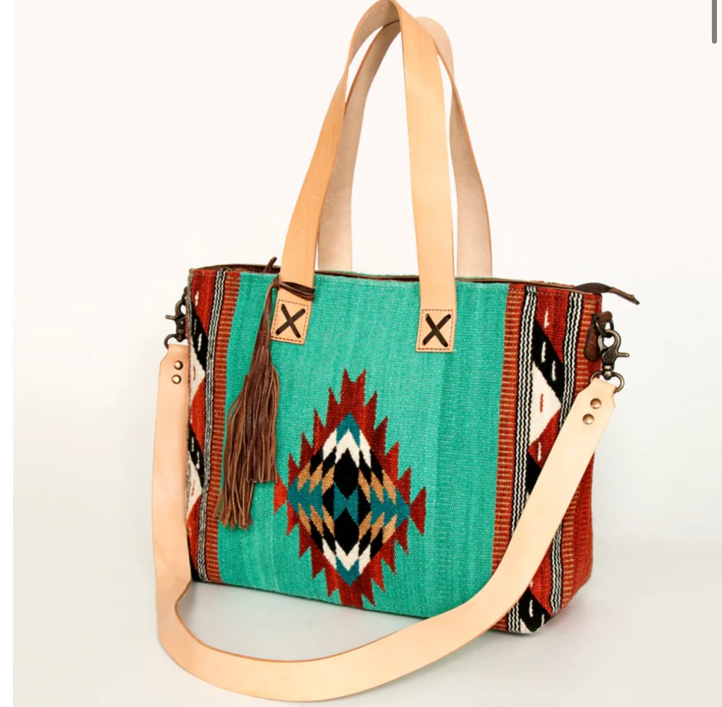 AD Turquoise Saddle Tote