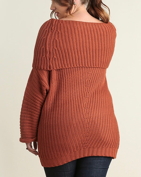 Brick Cold Shoulder Sweater