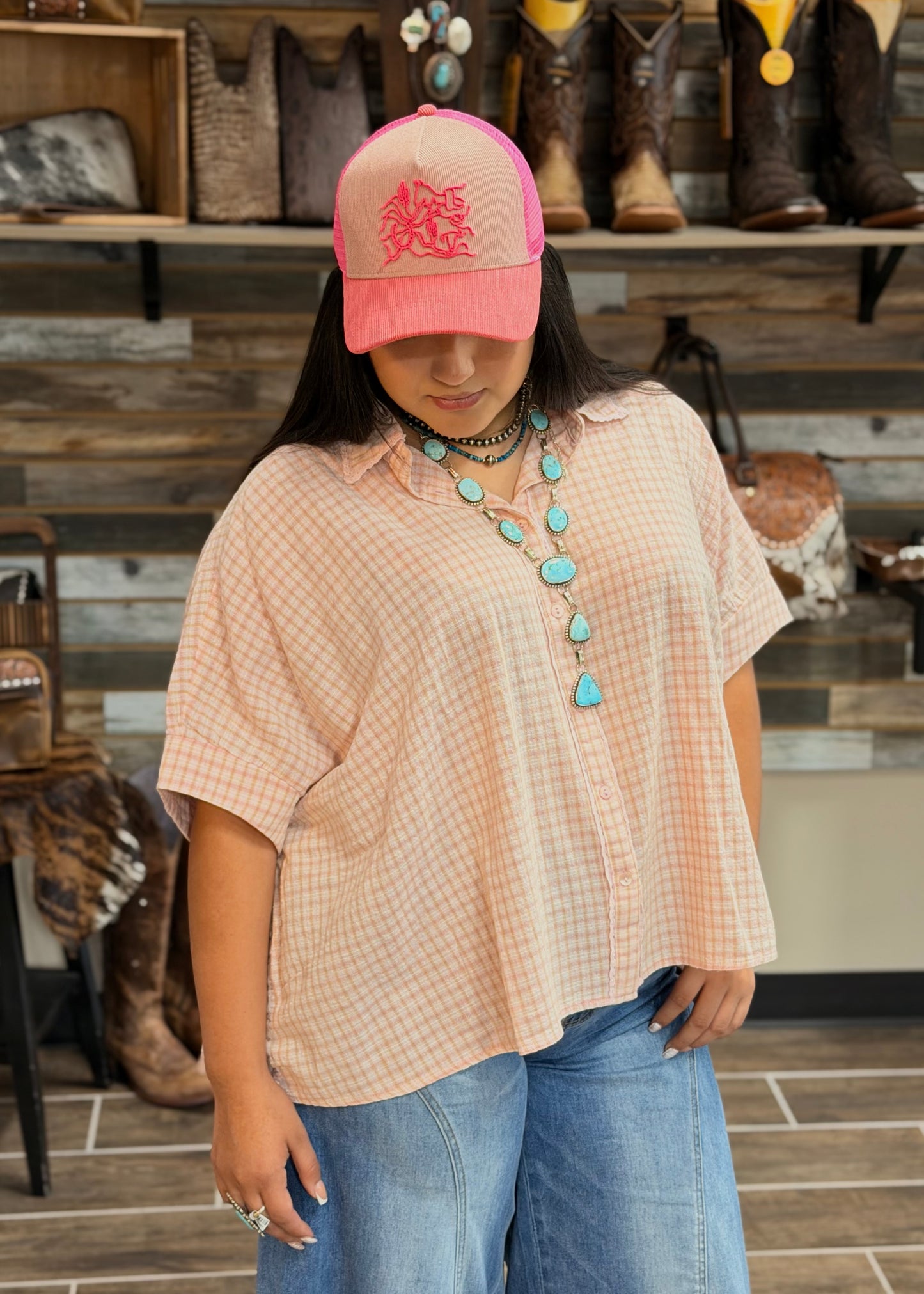 Pretty In Pink Button Up