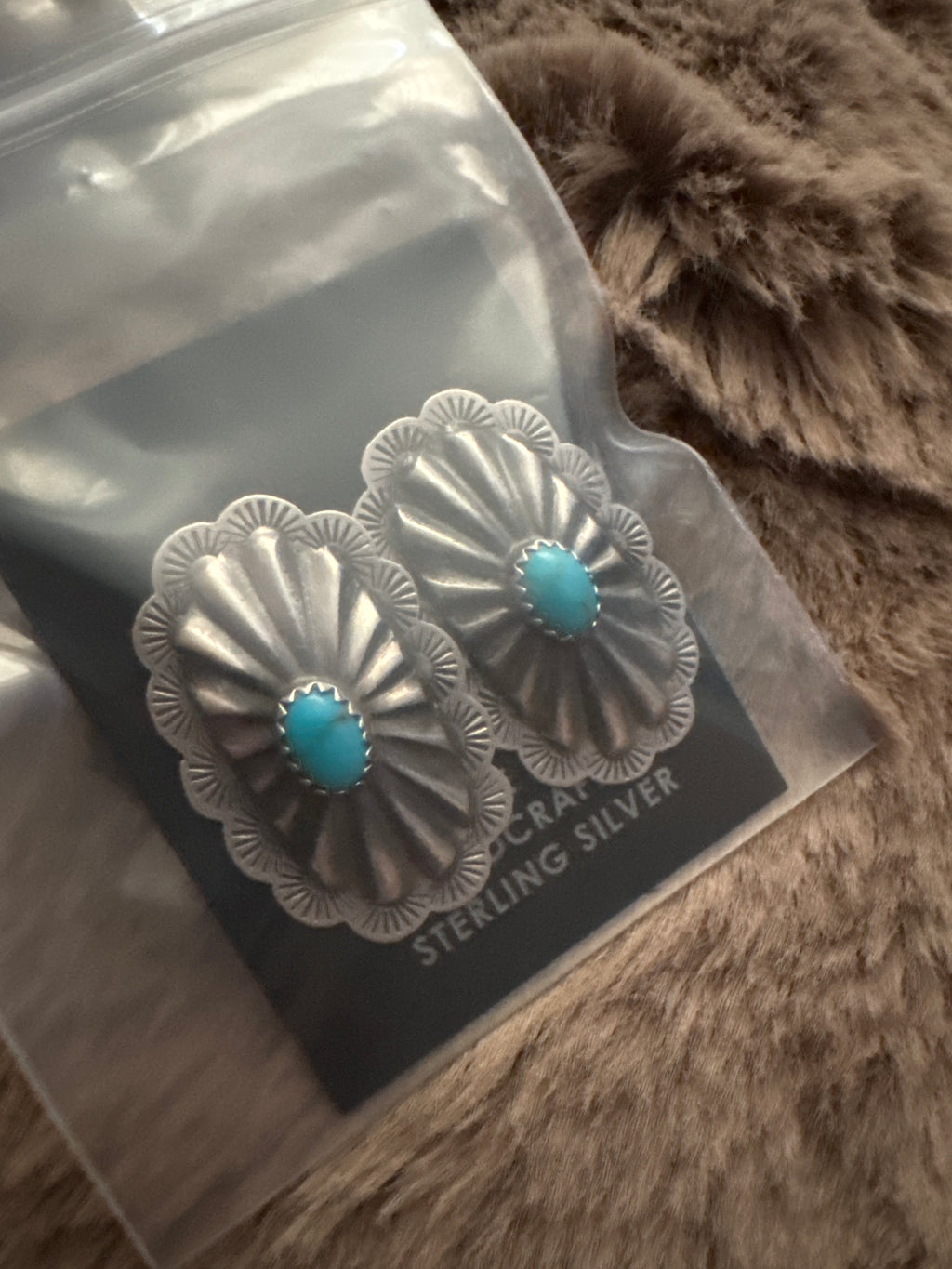 Sterling Silver Turquoise Concho Studs