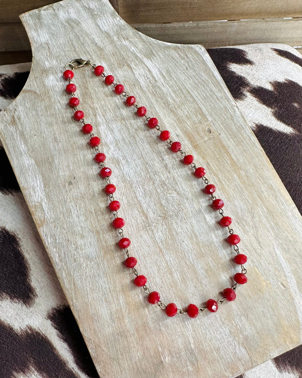 Beaded Choker Necklace *Dark Red