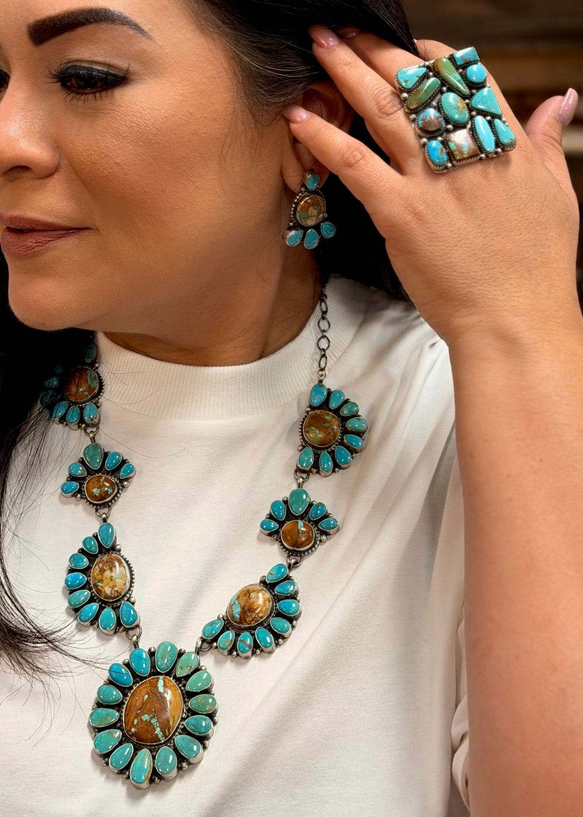 Sheila Becenti Royston Ribbon Kingman Statement Set *Native
