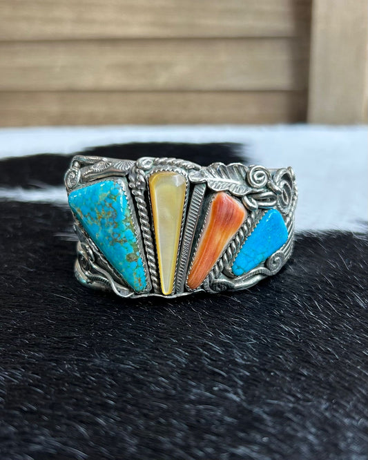 Vintage Multi Stone Leaf Cuff *Native